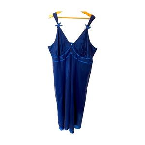 Cacique pretty midnight blue long full length chemise slip dress #92D